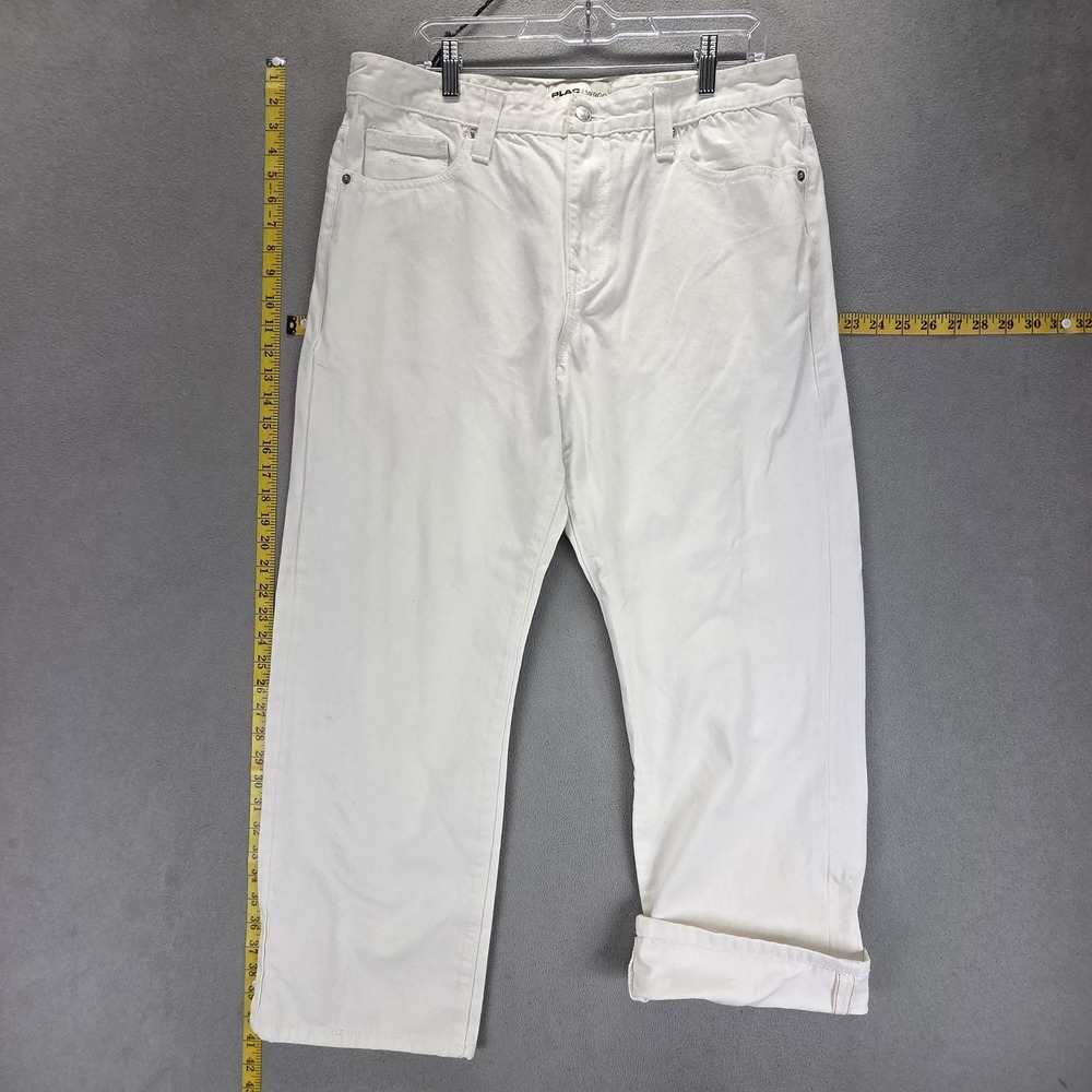 PLAC Jeans Mens White Selvedge LZO Regular Rise Straight Zip Fly Fits 34x28